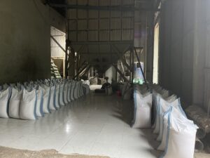 Gạo được đóng vào bao